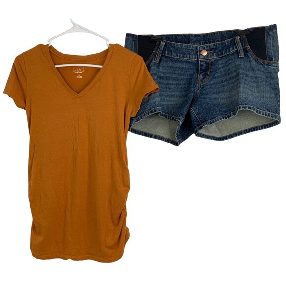 Isabel Maternity Target XS Top & Size 4 Denim Shorts Set Lot REE10503 EUC - Picture 12 of 12